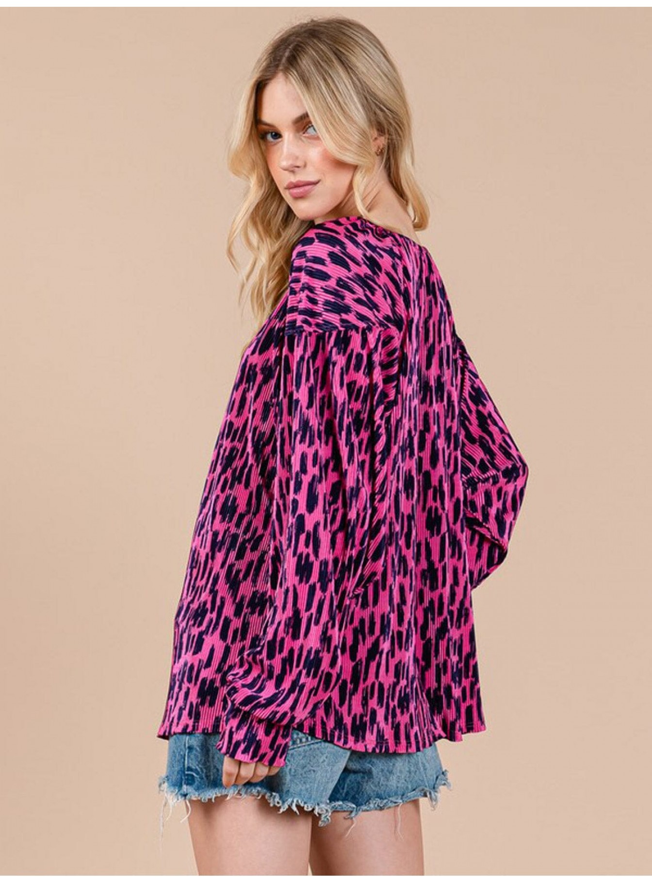 WOMEN'S LONG SLEEVE ANIMAL PRINT TUNIC BLOUSE WOMEN'S LONG SLEEVE ANIMAL PRINT TUNIC BLOUSE