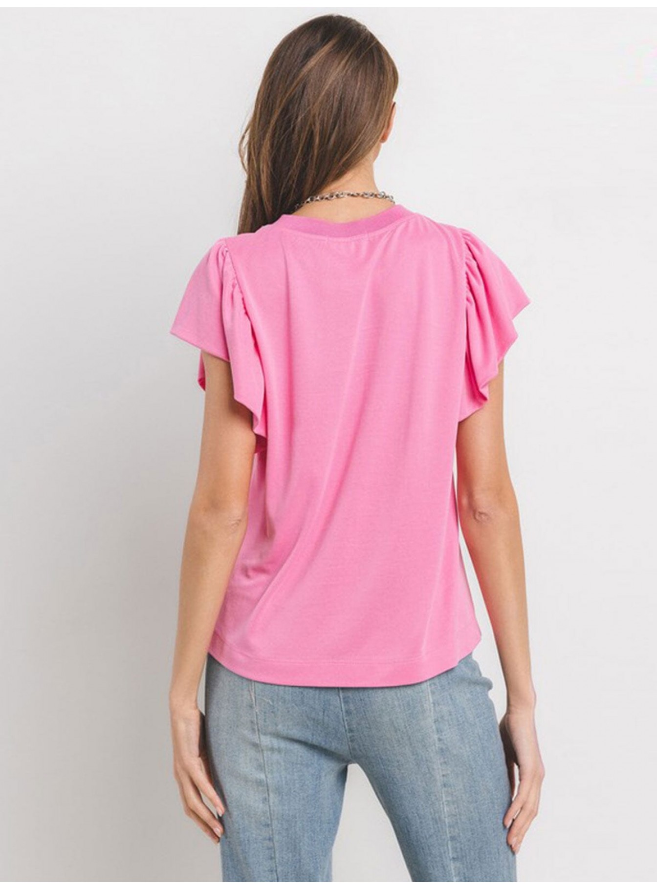 WOMEN'S SHORT RUFFLE SLEEVE BLOUSE WOMEN'S SHORT RUFFLE SLEEVE BLOUSE