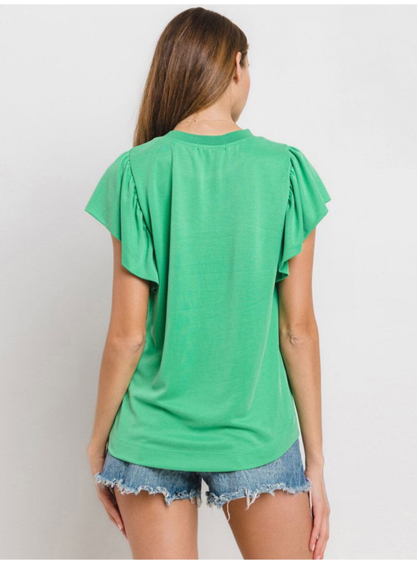 WOMEN'S SHORT RUFFLE SLEEVE BLOUSE WOMEN'S SHORT RUFFLE SLEEVE BLOUSE