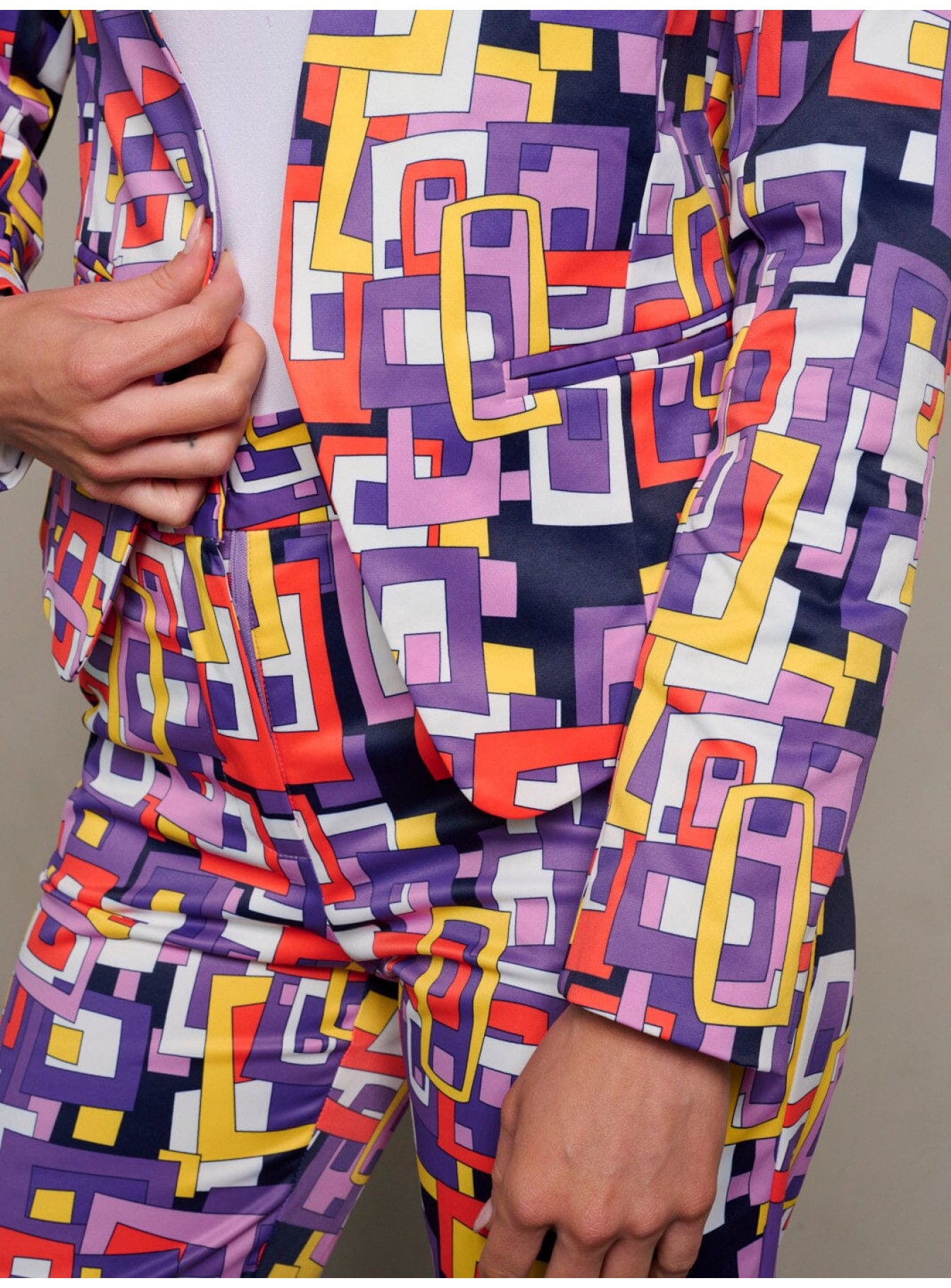 WOMEN'S LONG SLEEVES OPEN FRONT PRINTED BLAZER