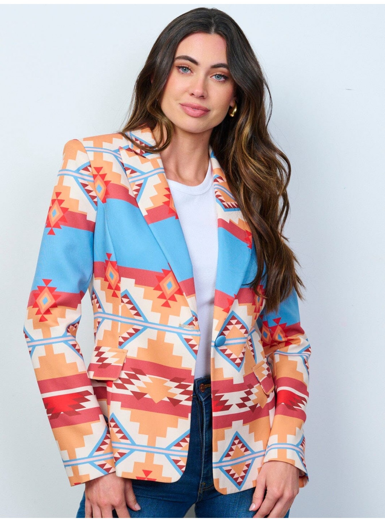 WOMEN'S LONG SLEEVE BUTTON CLOSURE MULTI...