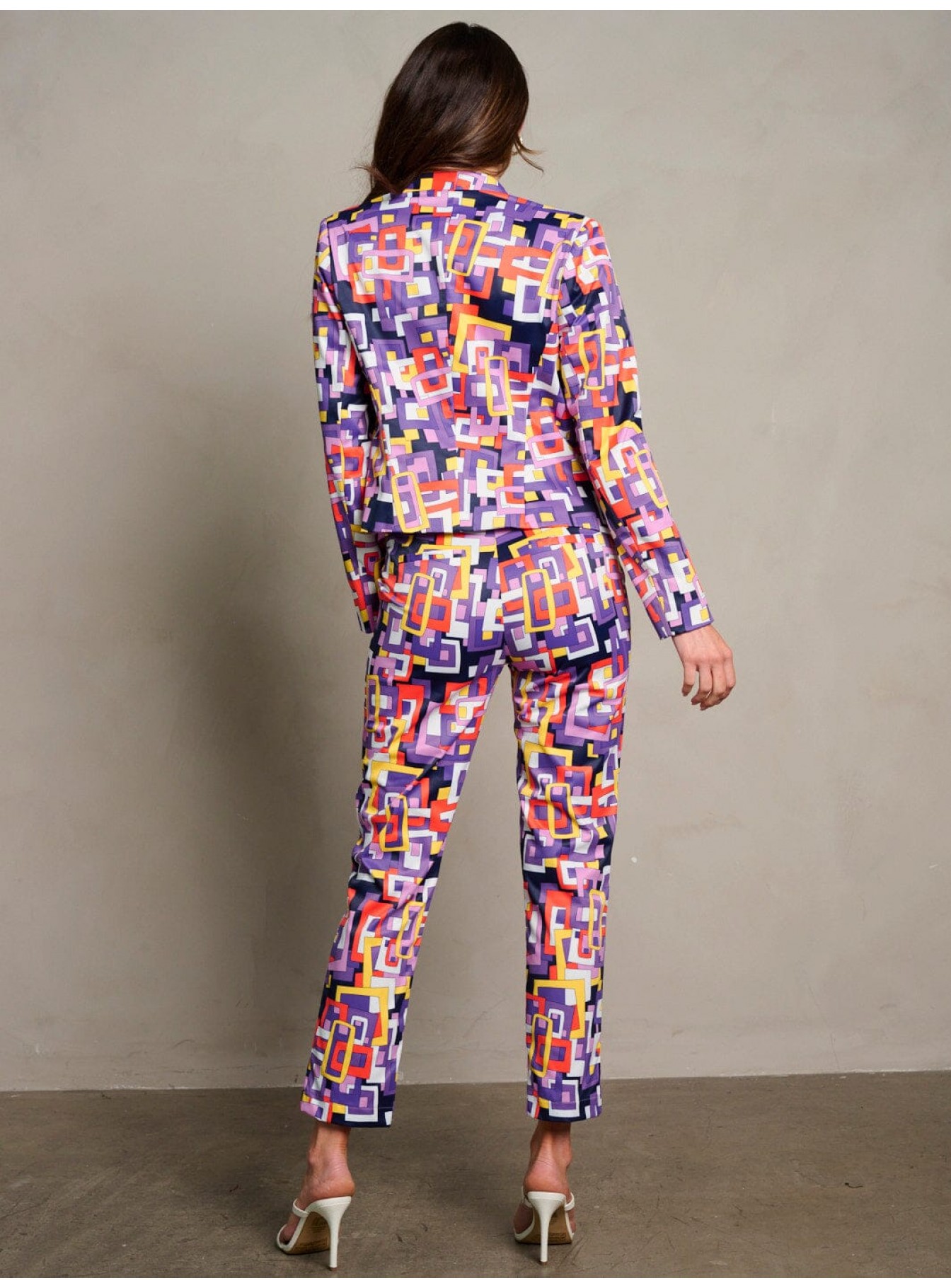 WOMEN'S LONG SLEEVES OPEN FRONT PRINTED BLAZER