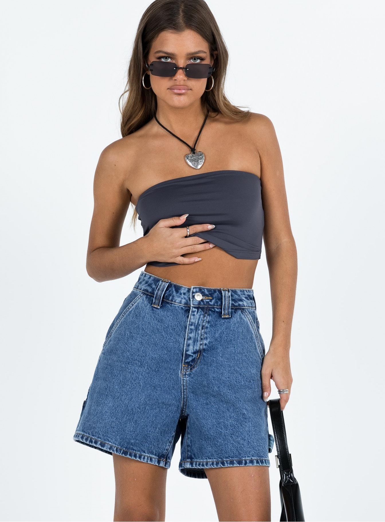 Denim Shorts Mid Wash Petite