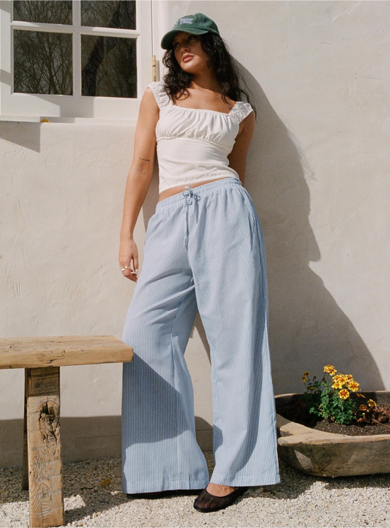 Holiday Tie Front Pant Blue/ White Strip...