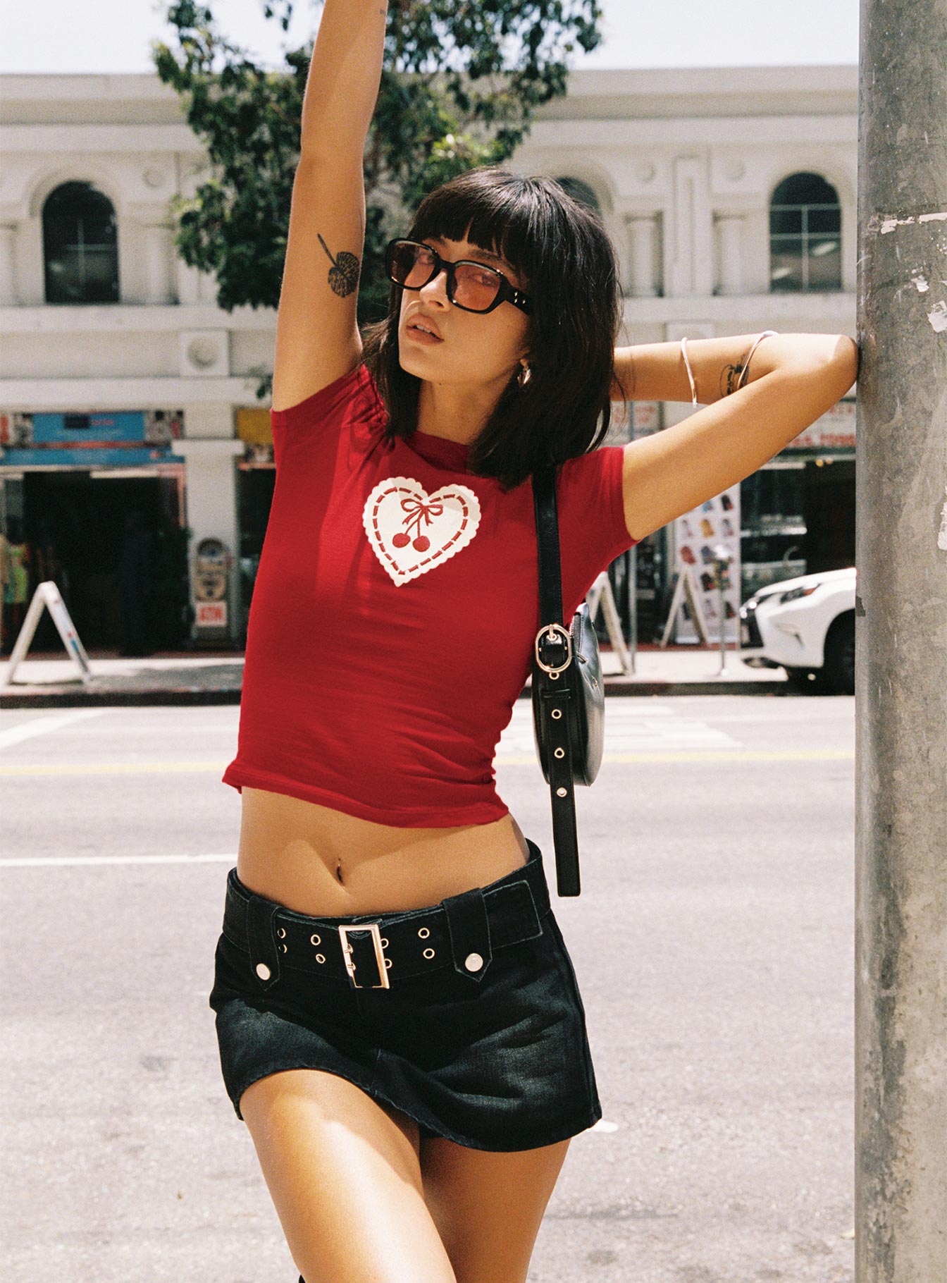 Leita Belted Micro Skort Washed Black De...