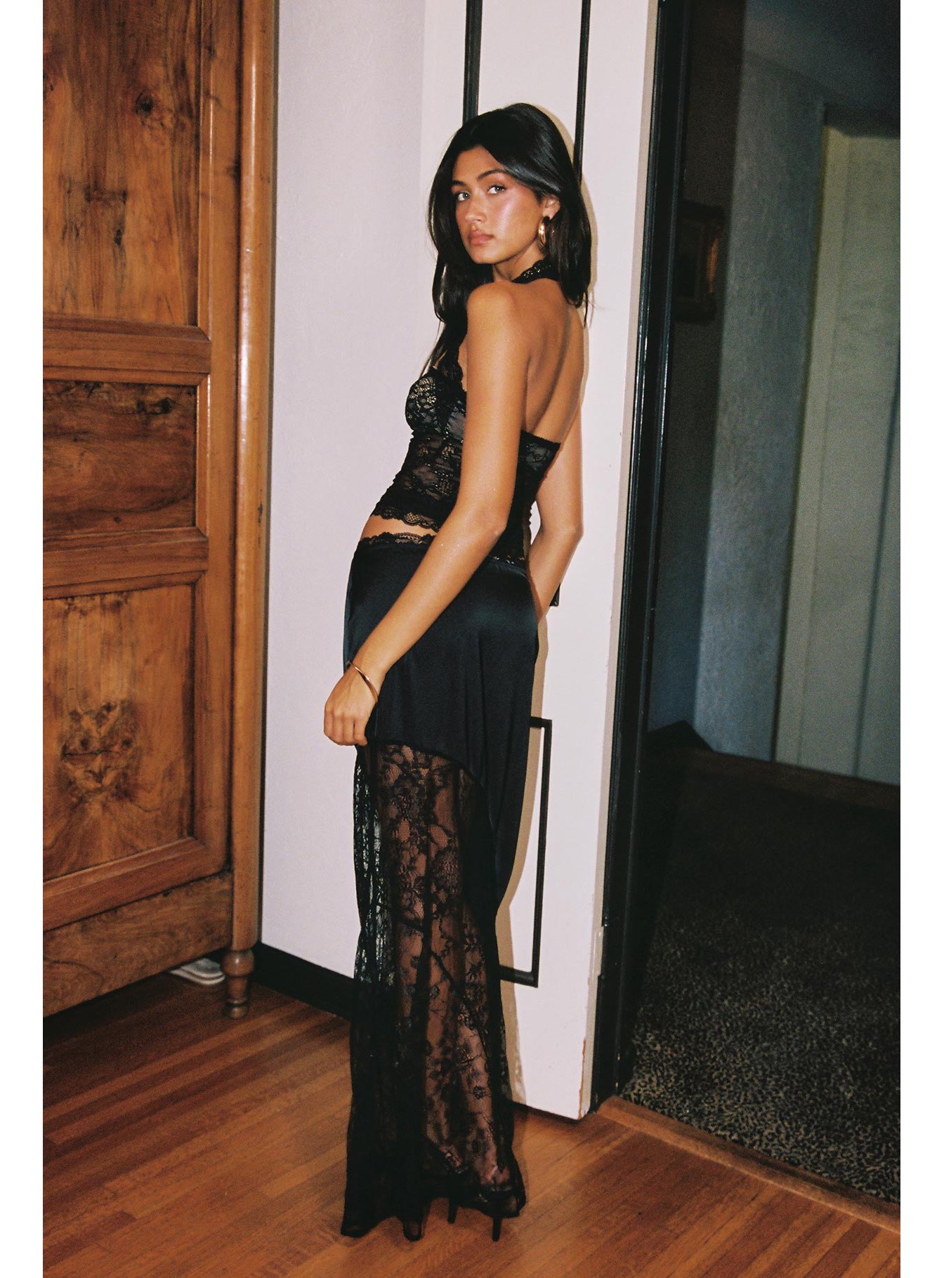 Castelli Lace Maxi Skirt Black Petite