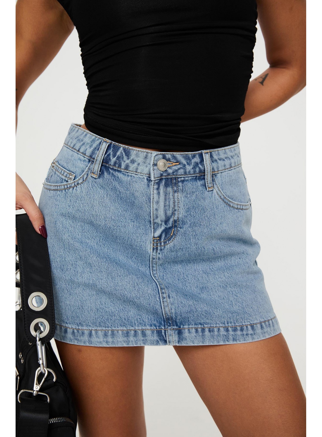 Nickei Denim Mini Skirt Light Wash