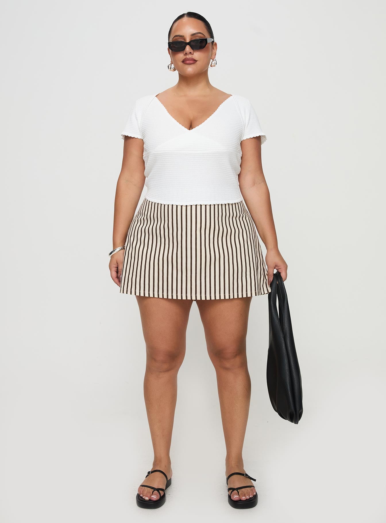 Gigi Skort Beige Stripe Curve
