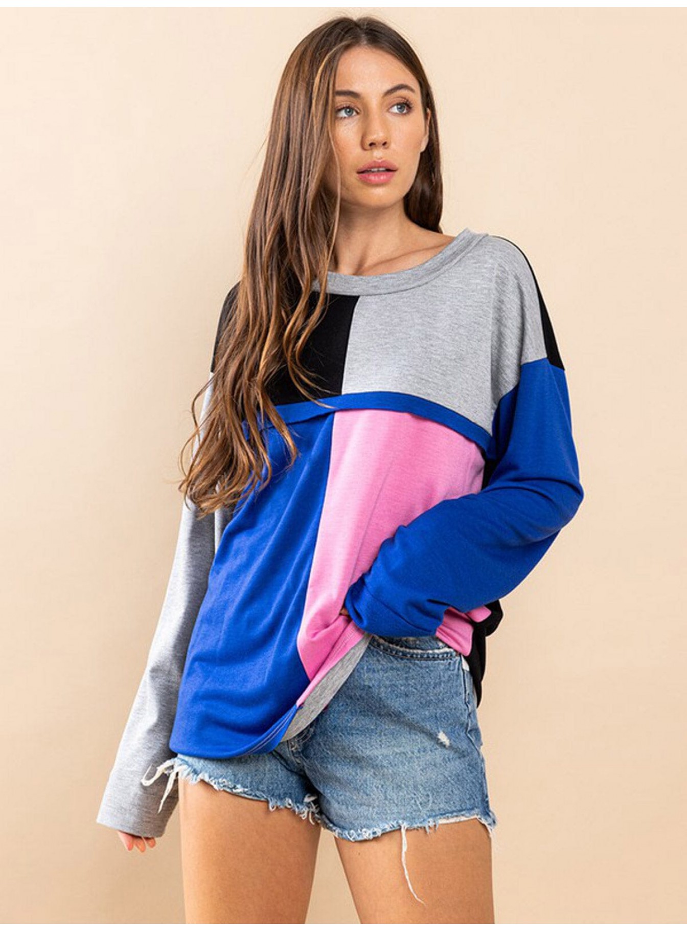 Colorblock Top WOMEN'S LONG SLEEVE COLORBLOCK TOP